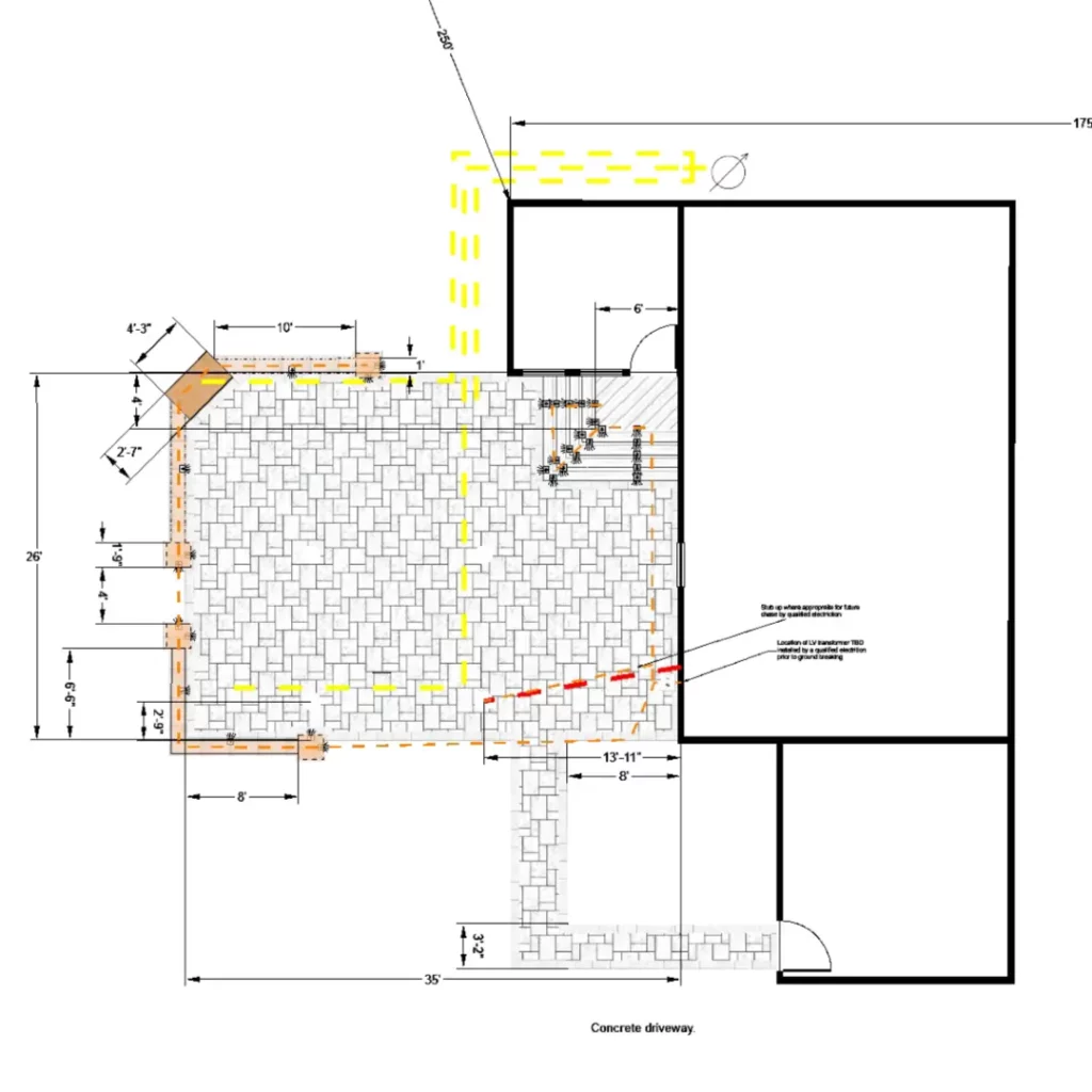 design drawings for a new patio and walkways